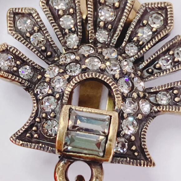 Signed Heidi Daus Red Deco Swarovski Crystal Clip On Earrings Dangle Drop VTG - Picture 4 of 16